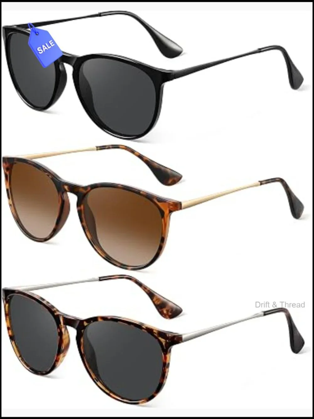 Polarized Round Sunglasses UV Protection Retro Trendy Lightweight